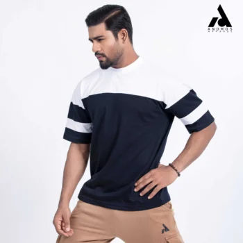 Premium Chest Contrast Drop Shoulder t-shirt | Black