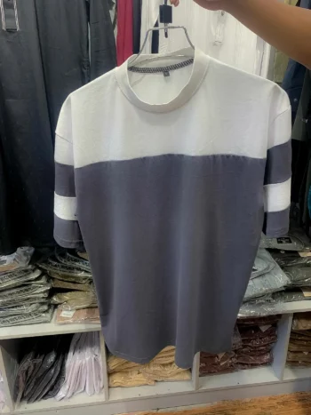 Premium Chest Contrast Drop Shoulder t-shirt | Grey/White