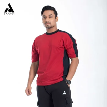 Premium Shoulder Contrast Drop Shoulder t-shirt | Red