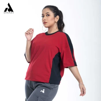 Premium Shoulder Contrast Drop Shoulder t-shirt | Red