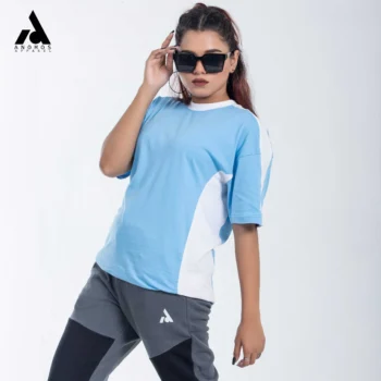 Premium Shoulder Contrast Drop Shoulder t-shirt | Sky Blue