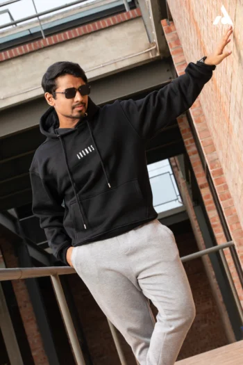 Anomos Premium Oversized Solid Unisex Hoodie- Black