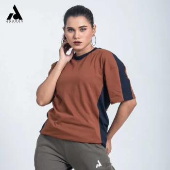 Premium Shoulder Contrast Drop Shoulder t-shirt | Chocolate