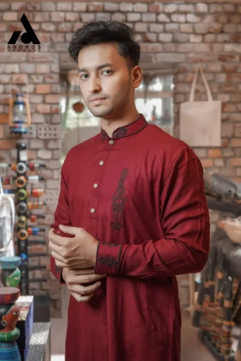 Premium Embroidery Panjabi - Maroon