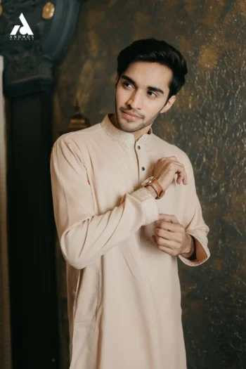 Premium Embroidery Panjabi - Beige