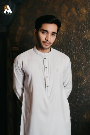 Premium Embroidery Panjabi - White (C222)