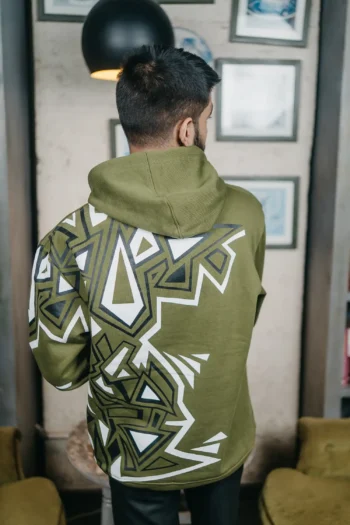 Anomos Premium Oversized Rubber Printed Unisex Hoodie- Olive Green