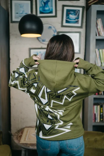 Anomos Premium Oversized Rubber Printed Unisex Hoodie- Olive Green