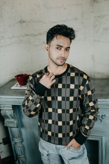 Anomos Premium Oversized All-Over Printed Sweater - Khaki