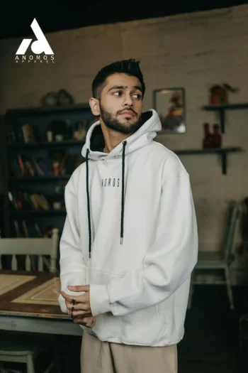 Anomos Premium Oversized Solid Unisex Hoodie- White