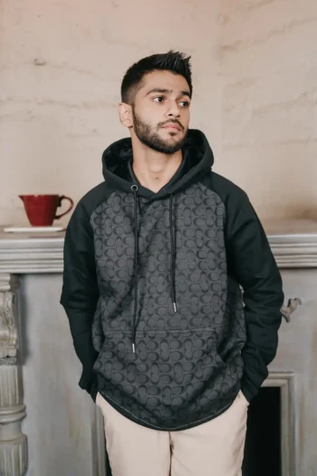 Anomos All Over Printed Reglan Hoodie- Dark Grey