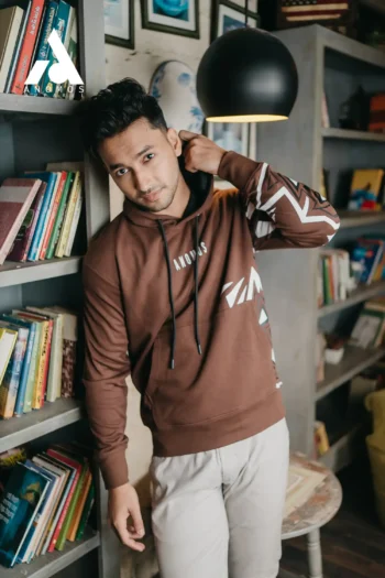 Anomos Premium Oversized Rubber Printed Unisex Hoodie- Chocolate