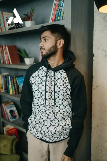 Anomos All Over Printed Reglan Hoodie- White