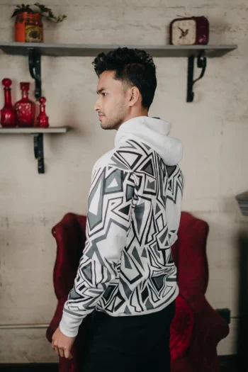 Anomos Premium Oversized Rubber Printed Unisex Hoodie- White