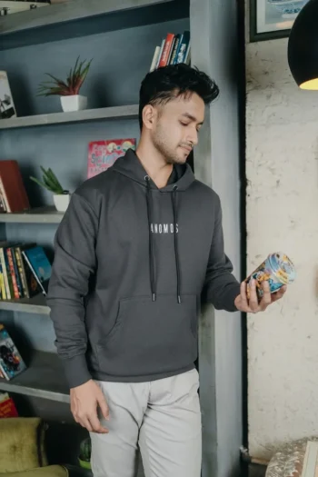 Anomos Premium Oversized Solid Unisex Hoodie- Dark Grey