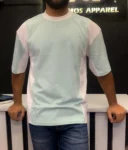 Premium Side Contrast Drop Shoulder t-shirt | Cyan