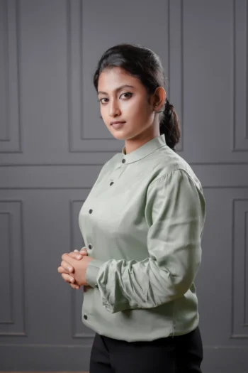 Unisex Light Lime Band Collar Shirt | Mandarin Collar