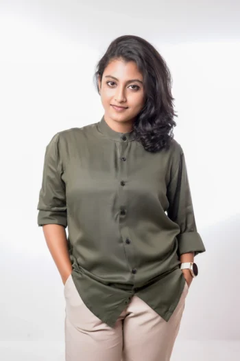 Unisex Darkish Grey  Band Collar Shirt | Mandarin Collar