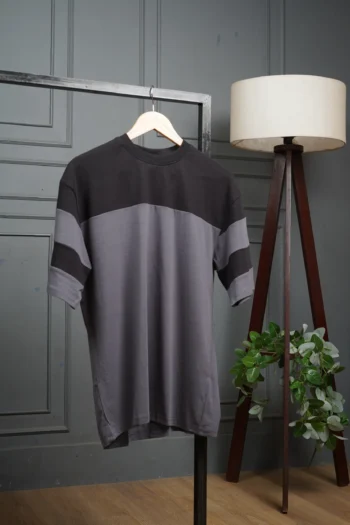 Premium Chest Contrast Drop Shoulder t-shirt | Grey