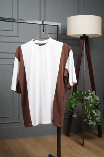 Premium Two Side Contrast Drop Shoulder t-shirt | White