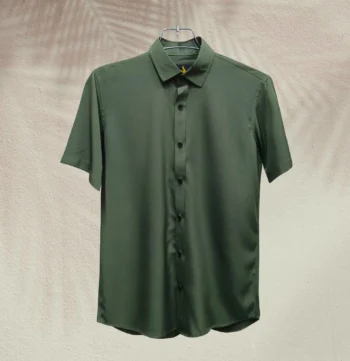 Premium Half Sleeve China Fabric Shirt- Olive