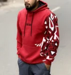 Anomos Premium Oversized Rubber Printed Unisex Hoodie- Red